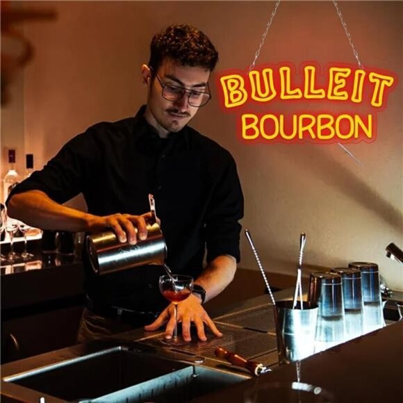 Bulleit Bourbon Whiskey Neon Sign for Bar Pub man Cave or Party Led Light NEW - Picture 4 of 7